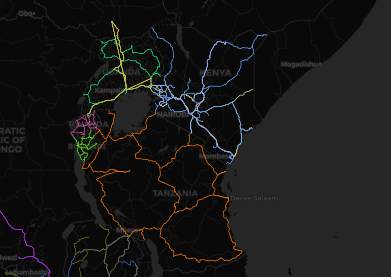 Screenshot of the Open Fibre Data Standard test map